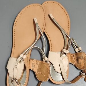 Stylish coach Tan and Silver Sandals nwob